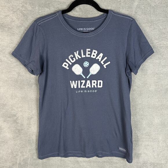 Life Is Good Top Women Medium Crusher Short Sleeve Tee Pickleball Wizard Stretch - Picture 1 of 12